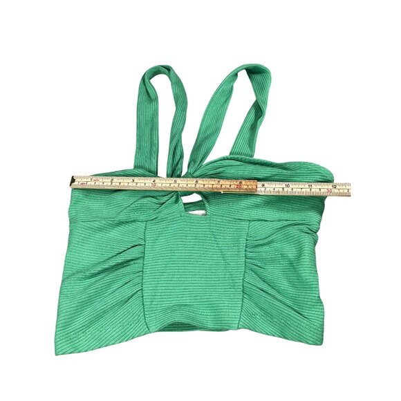 Urban Outfitters Green Ribbed Knot Front Cropped Tank Top S - Picture 7 of 9